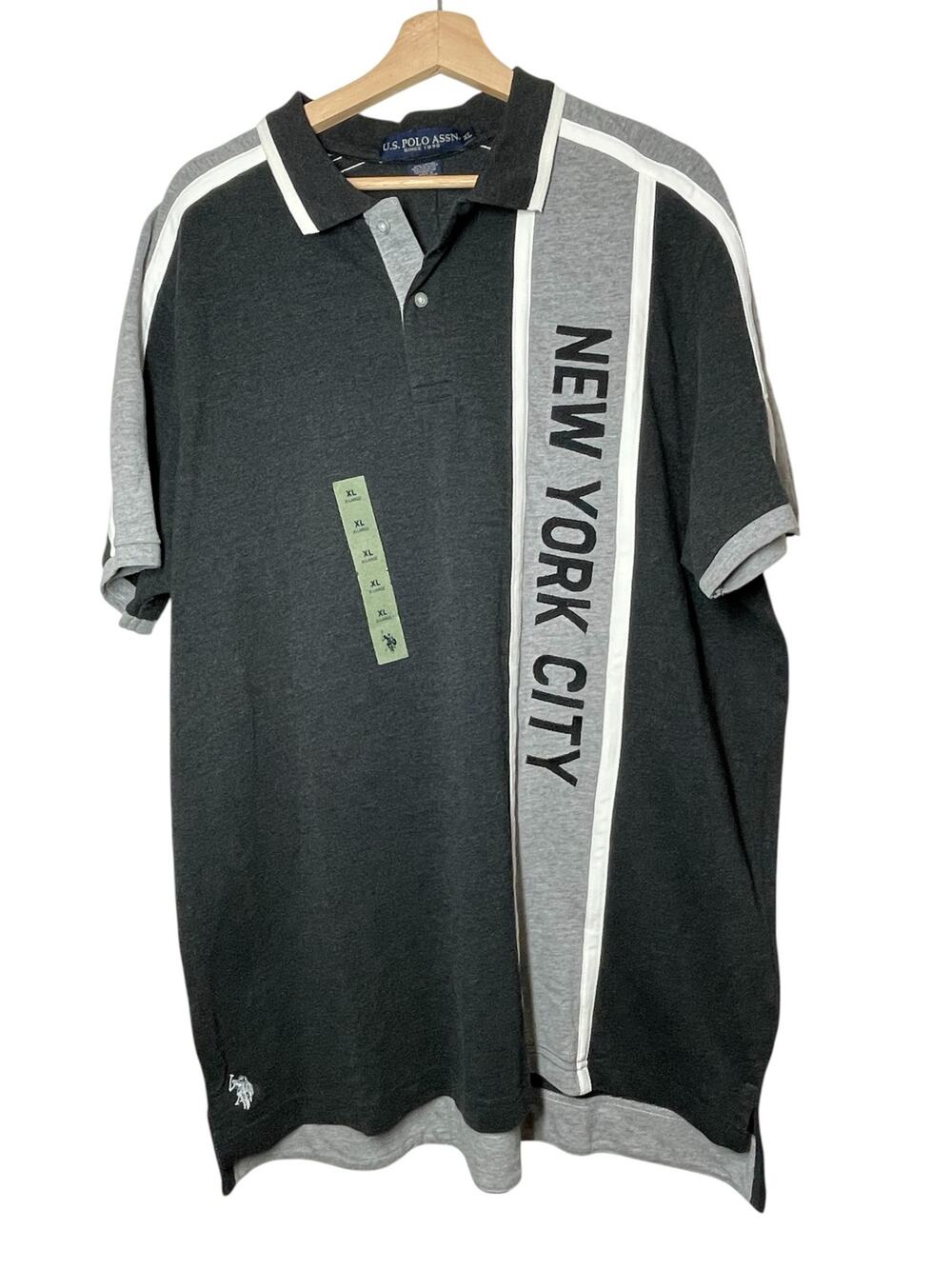 US Polo Assn NEW Shirt New York Spellout Mens XL Black Short Sleeve NWT